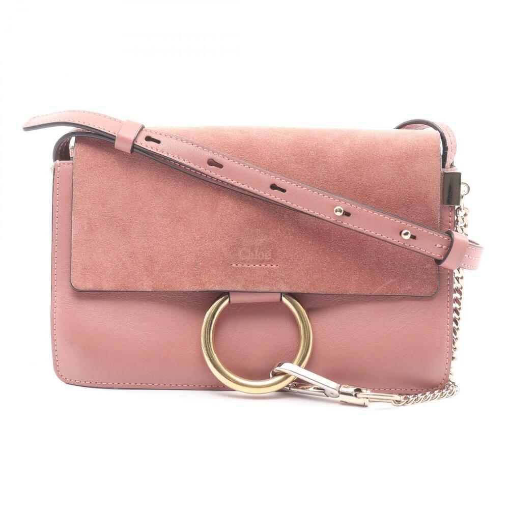 Chloe Faye Shoulder Bag Leather Suede Pink